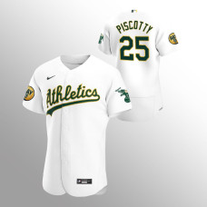 Stephen Piscotty Oakland Athletics Authentic Ray Fosse Patch White Jersey