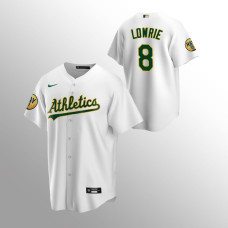 Jed Lowrie Oakland Athletics Replica Ray Fosse Patch White Jersey