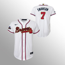 Braves #7 Dansby Swanson Jersey Youth Replica White 2022 Gold Program