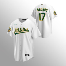 Oakland Athletics Elvis Andrus White #17 Ray Patch Home Replica Jersey