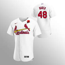 Harrison Bader Cardinals Jersey White Memorial Day Poppy Patch Authentic