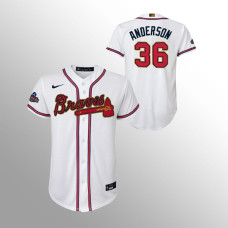 Braves #36 Ian Anderson Youth Jersey Replica White 2022 Gold Program
