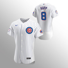 Chicago Cubs Jersey Ian Happ White #8 Fergie Jenkins Patch Home Authentic