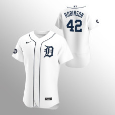Detroit Tigers #42 Jackie Robinson Authentic Home White Jersey