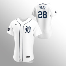 Detroit Tigers #28 Javier Baez Authentic Home White Jersey