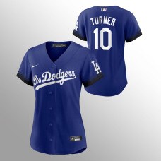 Women's Justin Turner Jersey Dodgers #10 Replica Royal 2021 City Connect