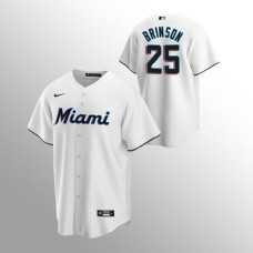 Marlins #25 Lewis Brinson Men's Jersey Home White Replica