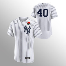Luis Severino Yankees Jersey White Memorial Day Poppy Patch Authentic
