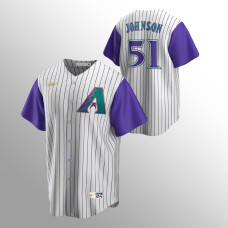 Men's Arizona Diamondbacks #51 Randy Johnson Cream Purple Alternate Cooperstown Collection Jersey