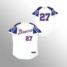 Austin Riley Atlanta Braves White Throwback Home Cooperstown Jersey