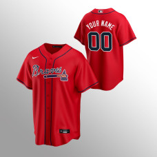 Men's Atlanta Braves Custom #00 Red 2020 Replica Alternate Jersey