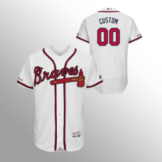 Men's Atlanta Braves #00 White Custom MLB 150th Anniversary Patch Flex Base Authentic Collection Home Jersey