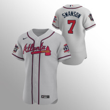 Men's Atlanta Braves Dansby Swanson 2021 MLB All-Star Gray Game Patch Authentic Road Jersey