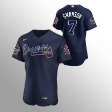 Men's Atlanta Braves Dansby Swanson 2021 MLB All-Star Navy Game Patch Authentic Alternate Jersey