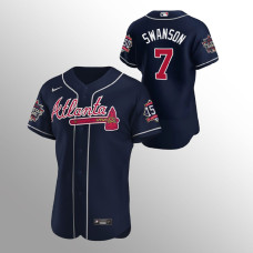 Men's Atlanta Braves Dansby Swanson 2021 MLB All-Star Navy Game Patch Authentic Team Jersey
