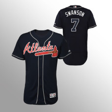 Men's Atlanta Braves Navy Authentic Collection Alternate #7 Dansby Swanson 2019 Flex Base Jersey