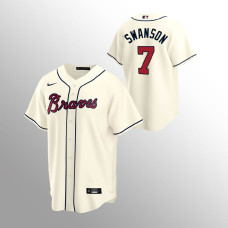 Men's Atlanta Braves Dansby Swanson #7 Cream 2020 Replica Alternate Jersey