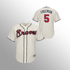 Men's Atlanta Braves Cream Majestic Alternate #5 Freddie Freeman 2019 Cool Base Jersey