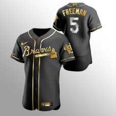 Men's Atlanta Braves Freddie Freeman Golden Edition Black Authentic Jersey