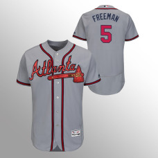 Men's Atlanta Braves Gray Authentic Collection Road #5 Freddie Freeman 2019 Flex Base Jersey