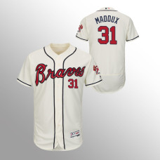 Men's Atlanta Braves Cream Authentic Collection Alternate #31 Greg Maddux 2019 Flex Base Jersey