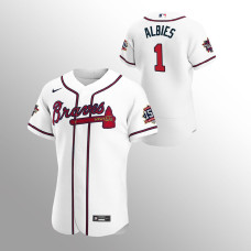 Men's Atlanta Braves Ozzie Albies 2021 MLB All-Star White Game Patch Authentic Home Jersey