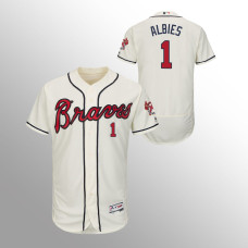 Men's Atlanta Braves Cream Authentic Collection Alternate #1 Ozzie Albies 2019 Flex Base Jersey