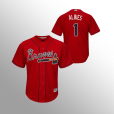 Men's Atlanta Braves Scarlet Official Alternate #1 Ozzie Albies 2019 Cool Base Jersey