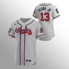 Men's Atlanta Braves Ronald Acuna Jr. 2021 MLB All-Star Gray Game Patch Authentic Road Jersey