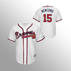 Men's Atlanta Braves White Majestic Home Official #15 Sean Newcomb 2019 Cool Base Jersey