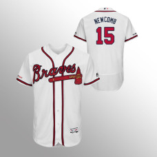 Men's Atlanta Braves #15 White Sean Newcomb MLB 150th Anniversary Patch Flex Base Authentic Collection Home Jersey