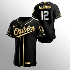 Men's Baltimore Orioles Roberto Alomar Golden Edition Black Authentic Jersey