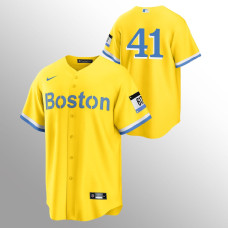 Chris Sale Boston Red Sox Gold Light Blue 2021 City Connect Replica Jersey
