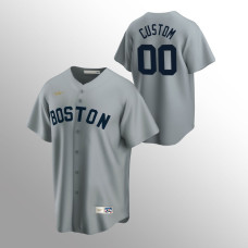 Men's Boston Red Sox #00 Custom Gray Road Cooperstown Collection Jersey