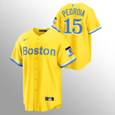 Boston Red Sox Dustin Pedroia Gold 2021 City Connect Replica Jersey