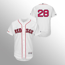 Men's Boston Red Sox #28 White J.D. Martinez MLB 150th Anniversary Patch Flex Base Authentic Collection Home Jersey