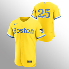 Kevin Plawecki Boston Red Sox Gold Light Blue 2021 City Connect Authentic Jersey