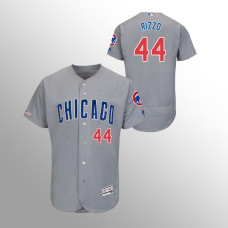 Men's Chicago Cubs #44 Gray Anthony Rizzo MLB 150th Anniversary Patch Flex Base Authentic Collection Road Jersey