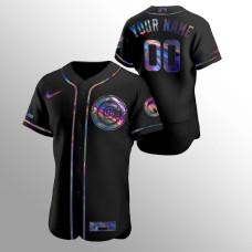 Custom Chicago Cubs Black Authentic Iridescent Holographic Jersey
