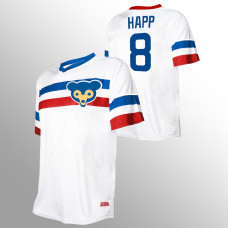 Men's Chicago Cubs #8 Ian Happ White V-Neck Cooperstown Collection Jersey