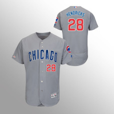 Men's Chicago Cubs #28 Gray Kyle Hendricks MLB 150th Anniversary Patch Flex Base Authentic Collection Road Jersey