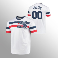 Men's Chicago White Sox Custom #00 White Cooperstown Collection V-Neck Jersey