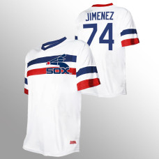 Men's Chicago White Sox #74 Eloy Jimenez White V-Neck Cooperstown Collection Jersey