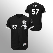 Men's Chicago White Sox #57 Black Jace Fry MLB 150th Anniversary Patch Flex Base Authentic Collection Alternate Jersey