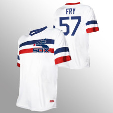 Men's Chicago White Sox #57 Jace Fry White V-Neck Cooperstown Collection Jersey
