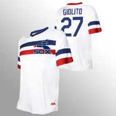 Men's Chicago White Sox #27 Lucas Giolito White V-Neck Cooperstown Collection Jersey