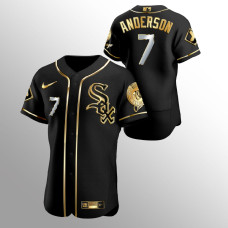 Men's Chicago White Sox Tim Anderson #7 Black Golden Edition Authentic Jersey