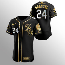 Men's Chicago White Sox Yasmani Grandal #24 Black Golden Edition Authentic Jersey