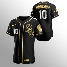 Men's Chicago White Sox Yoan Moncada #10 Black Golden Edition Authentic Jersey