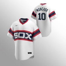 Men's Chicago White Sox #10 Yoan Moncada White Home Cooperstown Collection Jersey